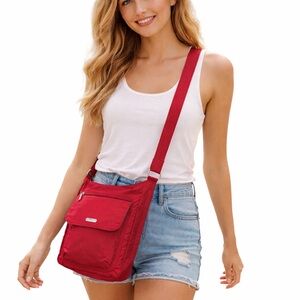 Baggallini Pocket Town Red Nylon Crossbody or Shoulder Bag